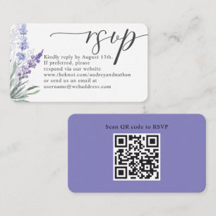 Elegant Lavender QR Code RSVP Wedding Enclosure Card