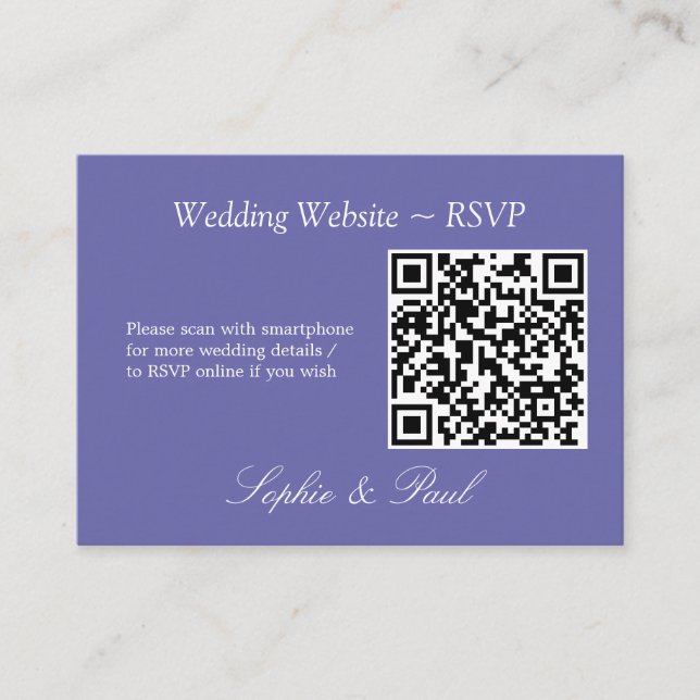 Elegant Lavender QR Code Website RSVP Card (Front)