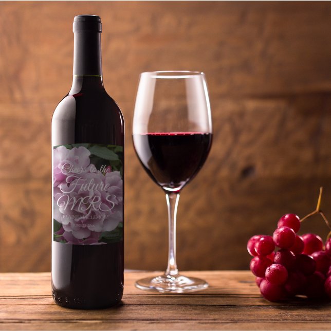 Elegant Lavender Roses Personalized Bridal Shower Wine Label (In Situ)