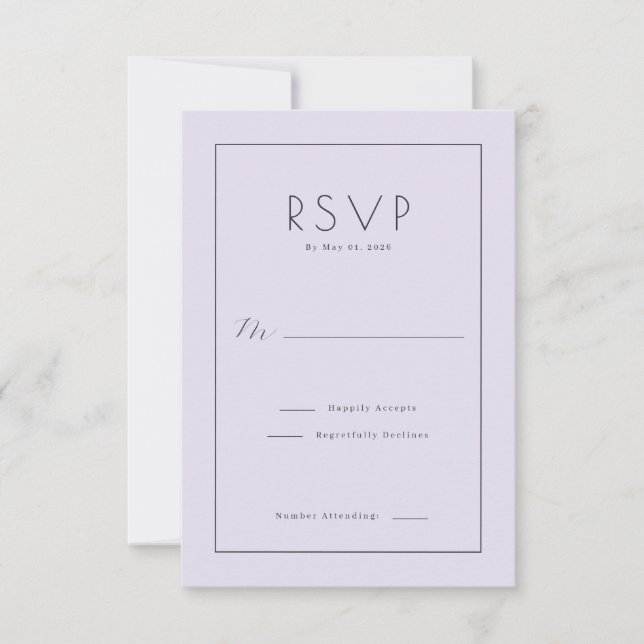 Elegant Lavender RSVP Card (Front)