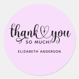 Elegant Lavender Script Thank You Classic Round St Sticker