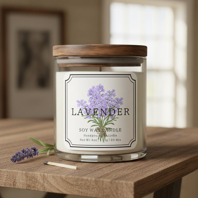 Elegant Lavender Soy Wax Candle Business Label (Creator Uploaded)