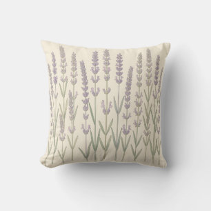 Elegant Lavender Stalks Soft Purple Botanical Throw Pillow