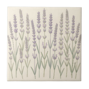 Elegant Lavender Stalks Soft Purple Botanical Tile