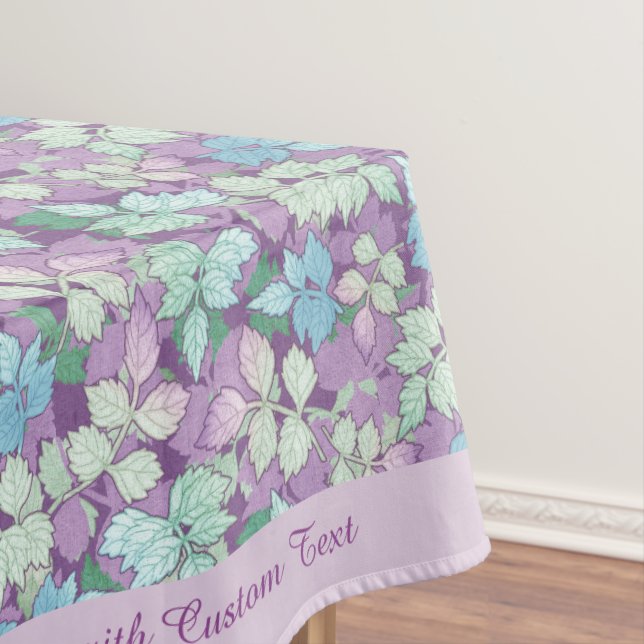 Elegant Lavender Teal Foliage Leaves Personalized Tablecloth (In Situ)