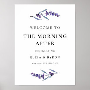 Elegant lavender The Morning After Welcome Sign