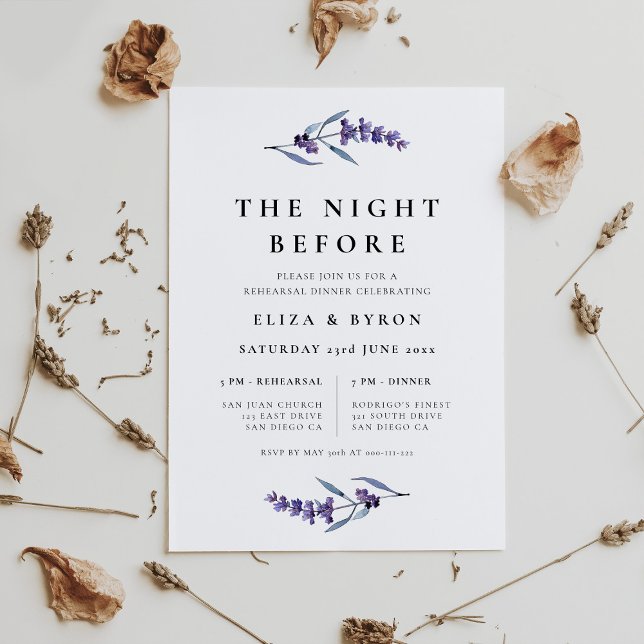 Elegant Lavender The Night Before Rehearsal Dinner Invitation (Creator Uploaded)
