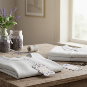 Elegant Lavender-Themed Price Tag with QR Code