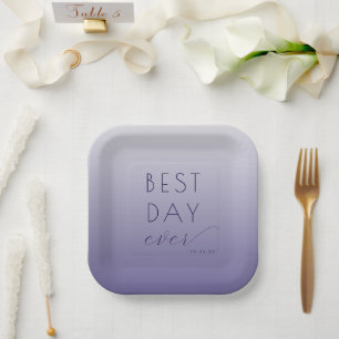 Elegant Lavender Typographic Celebration Paper Plate