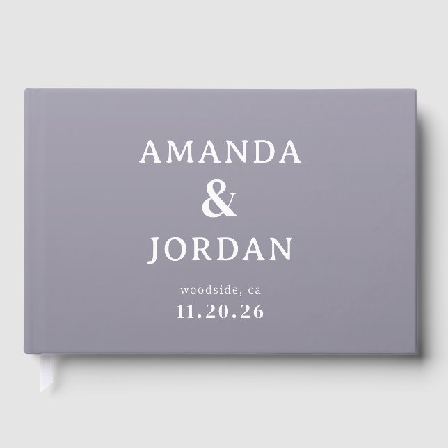 Elegant Lavender Typographic Guest Book (Front)