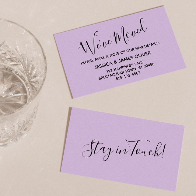 Elegant, Lavender Typography "We've Moved" Card (Creator Uploaded)