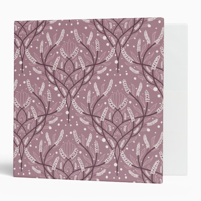 Elegant Lavender Vine Floral Pattern Binder (Front/Inside)