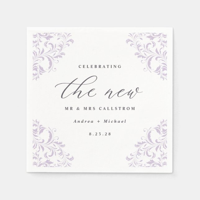 Elegant Lavender Vintage Classic Wedding Napkins (Front)