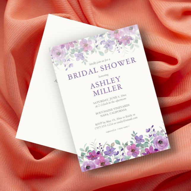 Elegant Lavender Watercolor Floral Bridal Shower Invitation (Creator Uploaded)