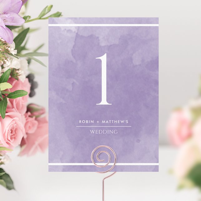 Elegant Lavender Watercolor Table Number (Creator Uploaded)