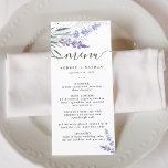 Elegant Lavender Watercolor Wedding Menu<br><div class="desc">Elegant and rustic watercolor purple and blue lavender with classic and script typography.</div>