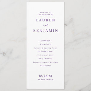 Elegant Lavender Wedding Ceremony Program