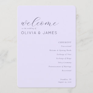 Elegant Lavender Wedding Ceremony Schedule Program