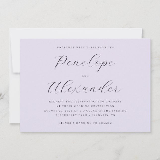 Elegant Lavender Wedding Invitation (Front)