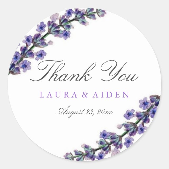 Elegant Lavender Wedding Stickers (Front)