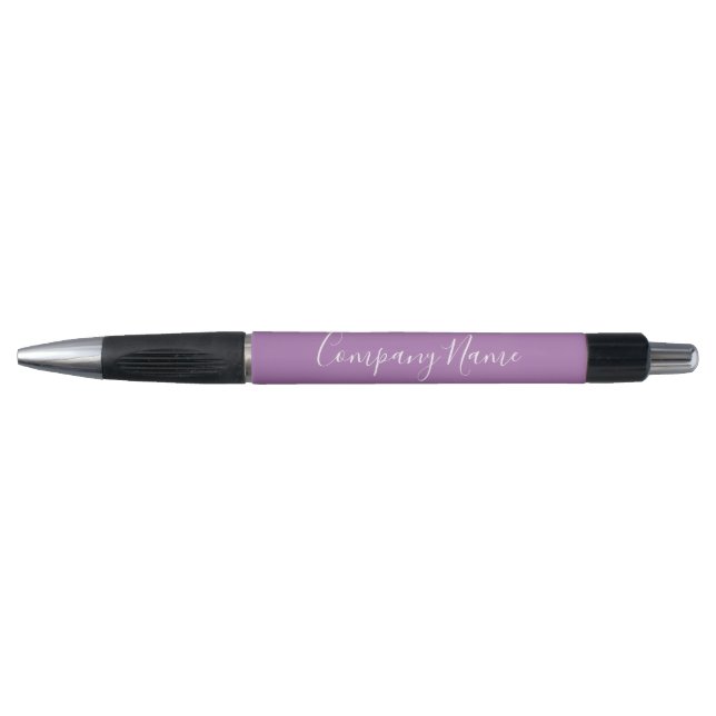 Elegant Lavender White Script Text Company Name Pen (Front)