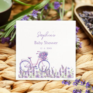Elegant Lavender Wildflower Bicycle Baby Shower Napkin