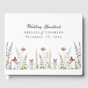 Elegant Lavender & Wildflower Bloom Guest Book
