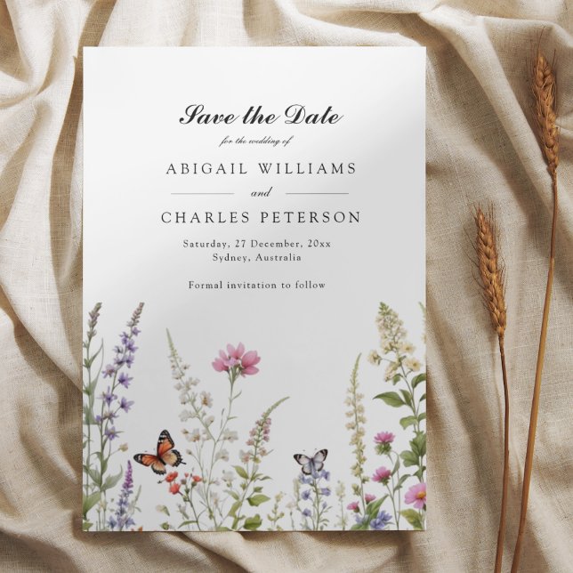 Elegant Lavender & Wildflower Bloom Save the date (Creator Uploaded)