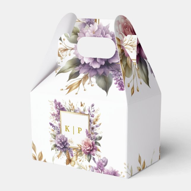 Elegant Lavender wildflower Custom Favor Box (Front Side)