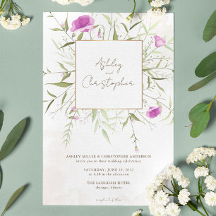 Elegant Lavender Wildflower Frame Wedding Invitation