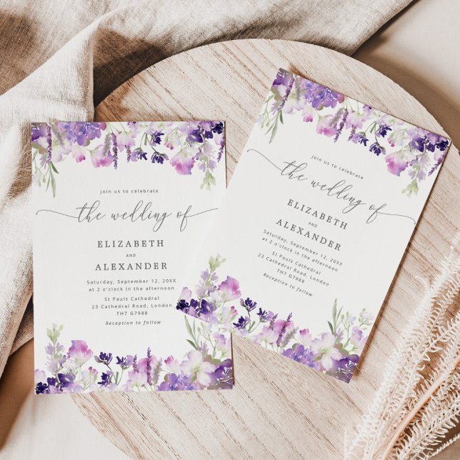 Elegant lavender wildflower wedding invitation (Creator Uploaded)