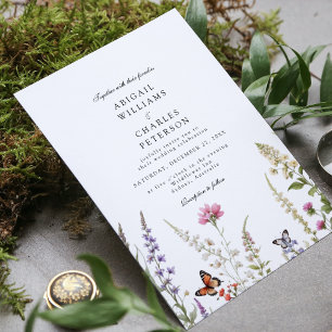 Elegant Lavender & Wildflowers bloom Invitation
