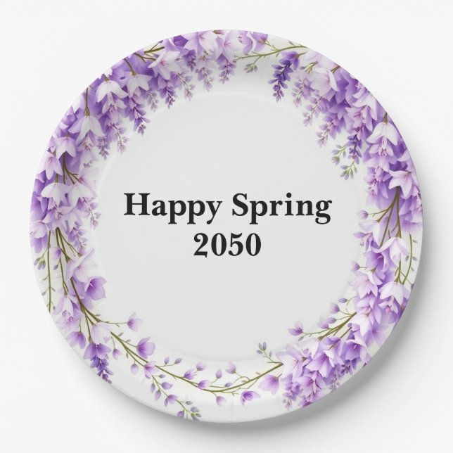 Elegant Lavender Wisteria Easter  Paper Plate (Front)