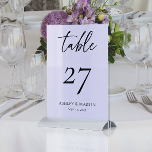 Elegant Lavender with Grey Personalized Wedding Table Number
