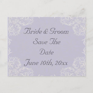 Elegant Lavender with White Swirls Wedding Announcement Postcard