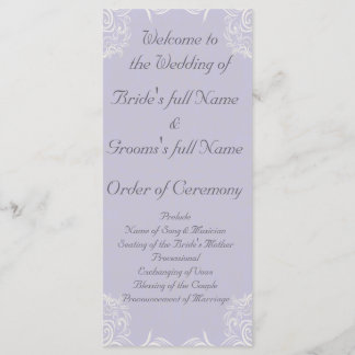 Elegant Lavender with White Swirls Wedding Program