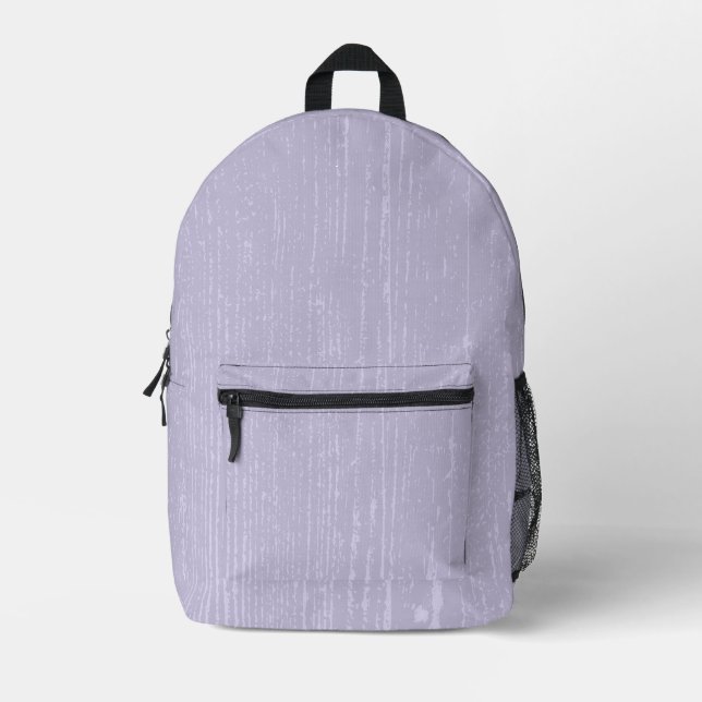 Elegant Lavender Wood Grain Printed Backpack (Front)