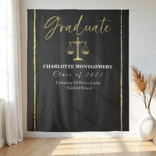 Elegant Law School Grad Party Backdrop Tapestry