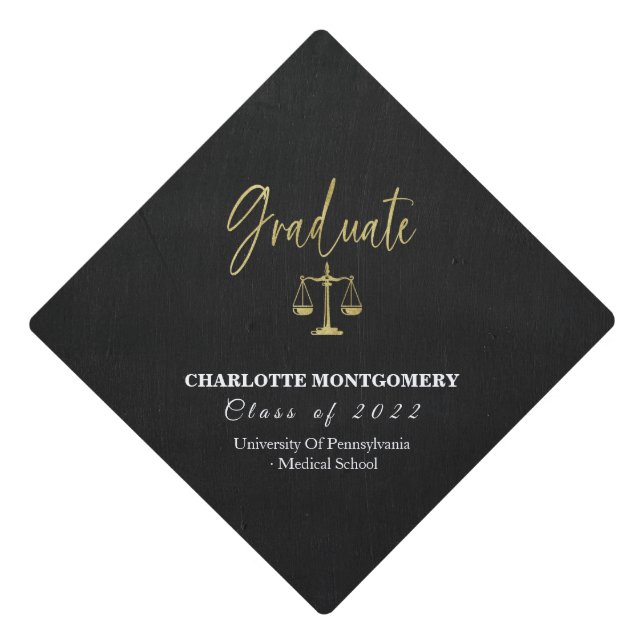 Elegant Law School Graduation Graduation Cap Topper (Front)