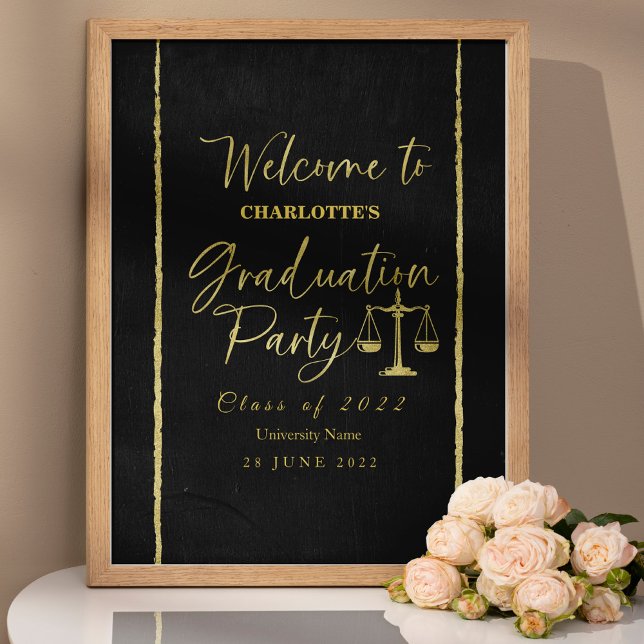 Elegant Law School Graduation Party Welcome Sign (Creator Uploaded)