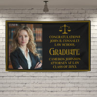 Elegant Law School Photo Graduation Party Black