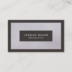 Elegant Lawyer Grey Linen Professional Business Card