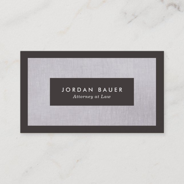Elegant Lawyer Grey Linen Professional Business Card (Front)