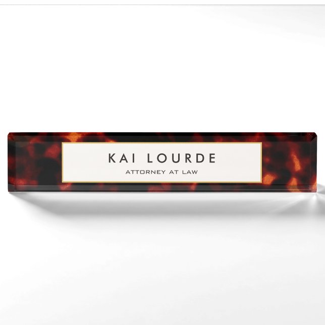 Elegant Lawyer Tortoiseshell Desk Name Plate (Front)