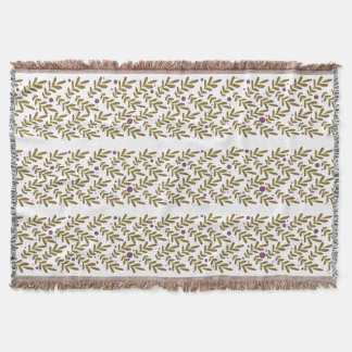 Elegant Leaf and Berry Pattern Throw Blanket 