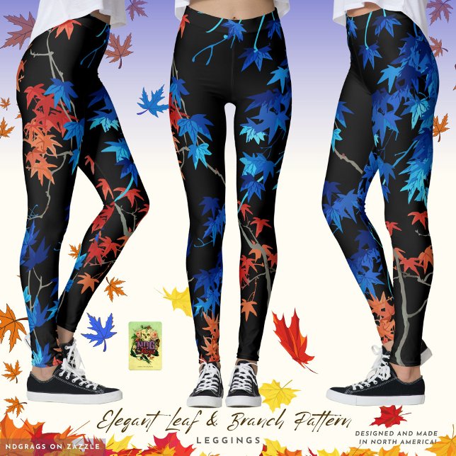 Elegant Leaf and Branch Pattern Leggings (Creator Uploaded)