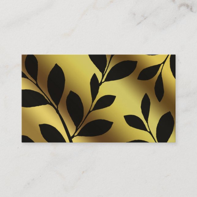 Elegant Leaf Business Card Landscaping Gold (Front)