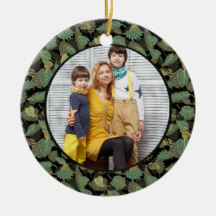 Elegant Leaf Design Botanical Ceramic Ornament
