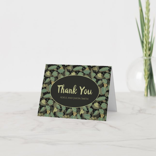 Elegant Leaf Design Botanical Thank You Card (Front)