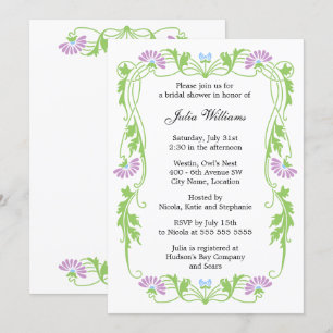 Elegant Leaf Floral Swirls Bridal Shower Invitation